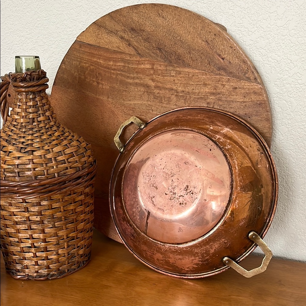 Vintage Copper Pot with Brass Handles